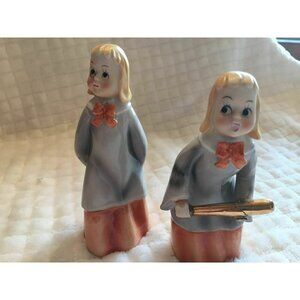 Norcrest Choir Girls Figurines Baseball Game Vintage Set 2 BAT CRACKED SEE PICS